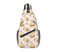 asbwuo Bolso de pecho con diseño de conchas marinas y estrellas de mar, bandolera diagonal, mochila cruzada