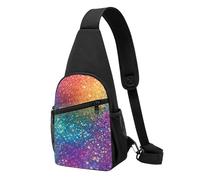 asbwuo Bolso de pecho Rainbow Glitter1, bandolera diagonal, mochila cruzada