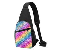asbwuo Bolso de pecho Rainbow Glitter4, bandolera diagonal, mochila cruzada