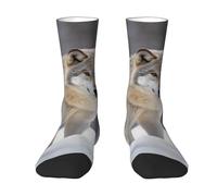 asbwuo Calcetines novedosos, suaves y transpirables, de vestir, con diseño de lobo en la nieve, a media pantorrilla, divertidos y bonitos, para mujer y hombre, regalo