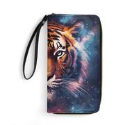 asbwuo Cartera Galaxy Tiger para Mujer, de Piel, Tipo sobre, Tipo sobre, para Viaje, Larga, Organizador de Tarjetas