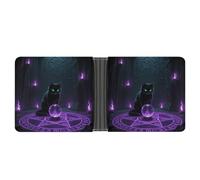 asbwuo Cartera Plegable de Cuero con diseño de Gato Brujo, Dos Bolsillos Ocultos y Seis Ranuras para Tarjetas. Cartera Fina para Efectivo, Tarjetas e identificación.