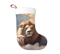 asbwuo Christmas Stocking - Add Festive Joy to Halloween, Christmas, and New Year Lamb with A Lion On The Clouds Printing