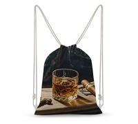 asbwuo Cigar & Whiskey Drawstring Backpack Sport Gym Bags Yoga Shopping Travel Casual Daypacks for Women Men