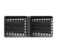 asbwuo Classic Movie Clapboard Black Leather Bifold Wallet with 2 Hidden Pockets 6 Card Slots Slim Wallets for Cash, Cards, and ID