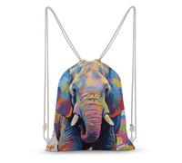 asbwuo Colorful Elephant Painting Drawstring Backpack Sport Gym Bags Yoga Shopping Travel Casual Daypacks for Women Men