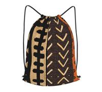 asbwuo Contemporary African Mud Cloth Print Outdoor Leisure Drawstring Backpack, Lightweight Waterproof Sports Bag For Men & Women
