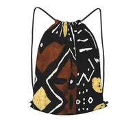 asbwuo Contemporary African Mud Cloth Print Outdoor Leisure Drawstring Backpack, Lightweight Waterproof Sports Bag For Men & Women Travel