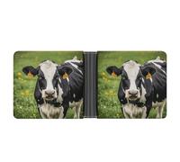 asbwuo Cow Black Spot Leather Bifold Wallet with 2 Hidden Pockets 6 Card Slots Slim Wallets for Cash, Cards, and ID