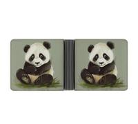 asbwuo Cute Little Panda Leather Bifold Wallet with 2 Hidden Pockets 6 Card Slots Slim Wallets for Cash, Cards, and ID