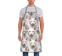 asbwuo Delantales de cocina con diseño de gatos esfinge, color blanco, para hombres y mujeres, bonito delantal de chef divertido para hornear jardinería