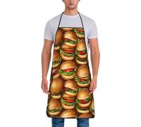 asbwuo Delantales de cocina con diseño de hamburguesa para hombres y mujeres, bonito delantal divertido para cocinar y cocinar en jardinería