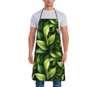 asbwuo Delantales de cocina con diseño de hojas verdes para hombres y mujeres, bonito delantal de chef divertido para hornear jardinería