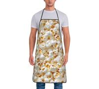 asbwuo Delantales de cocina con diseño de palomitas de maíz para hombres y mujeres, bonito delantal de chef divertido para hornear jardinería