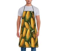 asbwuo Delantales de cocina realistas con diseño de maíz, para hombres y mujeres, bonito delantal de chef divertido para hornear jardinería