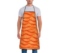 asbwuo Delantales de cocina realistas con textura de salmón para hombres y mujeres, bonito delantal de chef divertido para hornear jardinería