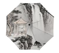 asbwuo El paraguas compacto Waterfall Viewing from The Pine Pavilion es resistente pero liviano y portátil, perfecto para viajeros, personas que viajan diariamente y amantes de la aventura.