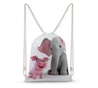 asbwuo Elephant And Piggie Drawstring Backpack Sport Gym Bags Yoga Shopping Travel Casual Daypacks for Women Men