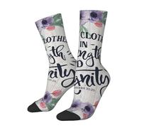 asbwuo Ella está vestida de fuerza y dignidad Proverbios 31 25 Calcetines novedosos con estampado unisex Regalos para hombres y mujeres