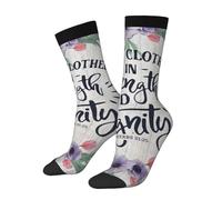 asbwuo Ella está vestida de fuerza y dignidad Proverbios 31 25 Calcetines novedosos con estampado unisex Regalos para hombres y mujeres