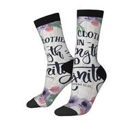 asbwuo Ella está vestida de fuerza y dignidad Proverbios 31 25 Calcetines novedosos con estampado unisex Regalos para hombres y mujeres