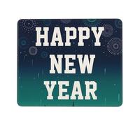 asbwuo Feliz Año Nuevo, Silueta de Ciudad, Alfombrilla de Ratón con Fuegos Artificiales, Goma Antideslizante, Impermeable, Material de Oficina, 20 x 24 cm