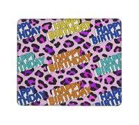 asbwuo Feliz cumpleaños, Alfombrilla de ratón con Estampado de Leopardo Morado, de Goma Antideslizante e Impermeable, Ideal para la Oficina, 20 x 24 cm (7,9 x 9,5 Pulgadas).