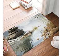 asbwuo Felpudo de Bienvenida para Interiores y Exteriores, Pierres naturelles, fácil de Limpiar, Resistente a Las Manchas y a la decoloración, de Franela Absorbente