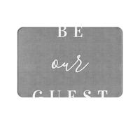 asbwuo Felpudo rústico Gris Be Our Guest para baño, Estilo Granja, Resistente y Duradero, para Exteriores e Interiores, de Franela Brillante y Decorativo, Ideal para mesita de Noche y Sala de Estar.