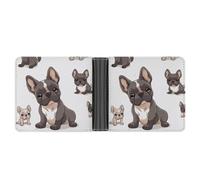 asbwuo French Bulldog Leather Bifold Wallet with 2 Hidden Pockets 6 Card Slots Slim Wallets for Cash, Cards, and ID