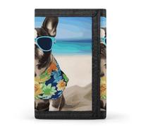 asbwuo French Bulldog Summer Slim Wallets for Men Money Clip Card Holder Wallet Men's Trifold Wallet and Coin Pocket