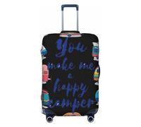 asbwuo Funda de Equipaje con Estampado de Caravana You Make Me Happy, Moderna Funda Protectora para Maletas, Lavable, Resistente a arañazos, Color Negro, Talla Extragrande