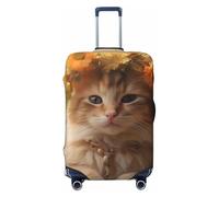 asbwuo Funda de Maleta con Estampado gráfico de Gatito con Flores en la Cabeza, elástica, para Viajes, de 45 a 53 cm (para Maletas de 18 a 21 Pulgadas)