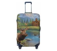 asbwuo Funda elástica Lavable para Maleta con diseño de cabaña de montaña y Fauna Silvestre. Fundas antiarañazos para Maletas de Viaje con Cremallera Oculta para Maletas pequeñas de 18 a 32 Pulgadas.