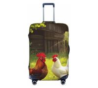 asbwuo Funda elástica Lavable para Maleta con diseño de gallos en un jardín, Protectora antiarañazos, con Cremallera Oculta, para Maletas de 18 a 32 Pulgadas (tamaño Extragrande).