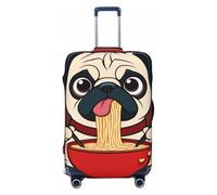 asbwuo Funda elástica Lavable para Maleta con diseño de un Adorable Carlino Comiendo Fideos, Protectora antiarañazos, con Cremallera Oculta, para Maletas de 18 a 32 Pulgadas (tamaño Extragrande).