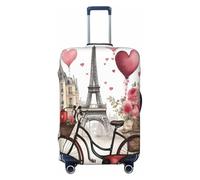asbwuo Funda para Equipaje con Estampado de corazón para Bicicleta con Perfume de Vino y café de la Torre Love Paris, Protector de Maleta de Moda, Lavable, Resistente a los arañazos, Colo
