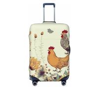 asbwuo Funda para Maleta de Viaje con diseño de gallina Volando Mariposas Entre Flores, antiarañazos