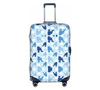 asbwuo Funda Protectora para Maleta de Viaje con Estampado de Lunares de caniche Azul para niños y Adultos de 18 a 32 Pulgadas.