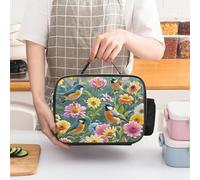 asbwuo Garden with Birds And Flowers Insulated Lunch Bag for Women Lunch Box Large Capacity, Leakproof Tote with Detachable Handles- 5-Hour Cold/Hot Retention Cooler Bag for Office, Picnic, Camping