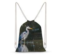 asbwuo Gray Heron Print in Water Drawstring Backpack Sport Gym Bags Yoga Shopping Travel Casual Daypacks for Women Men