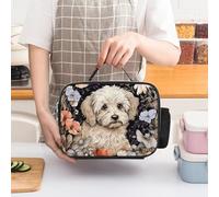 asbwuo Hand Drawn Garden Dog Insulated Lunch Bag for Women Lunch Box Large Capacity, Leakproof Tote with Detachable Handles- 5-Hour Cold/Hot Retention Cooler Bag for Office, Picnic, Camping