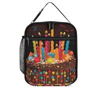 asbwuo Happy Birthday Big Cake Lunch Bag for Adults - Reusable Insulated Lunchbox, Leakproof Small Lunch Box Tote for Men & Women, Portable Food Cooler Bag for Work, Office, Picnics