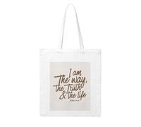 asbwuo Juan 14:6 Yo Soy el Camino, la Verdad y la Vida. Bolsa de lona duradera. Reutilizable, ecológica y lavable. Ideal para viajes, camping y uso diario.