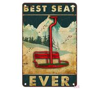 asbwuo Letrero de hojalata El mejor asiento de la historia: decoración de esquí, póster para amantes del esquí al aire libre, placa de metal de 20 x 30 cm, regalo para sala de estar u oficina.
