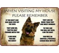 asbwuo Letrero retro de hojalata con texto en inglés «When Visiting My House Please Remember Love Dog Rules German Shepherd Man Cave» para decoración de habitación, hogar, dormitorio, cafetería, placa