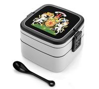 asbwuo Lonchera apilable de doble capa con el escudo del Reino de Escocia para adultos, con cuchara y asa invisible.