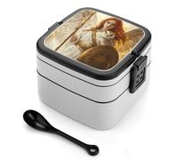 asbwuo Lonchera apilable Goddess Athena para adultos, de doble capa, con cuchara y asa invisible.