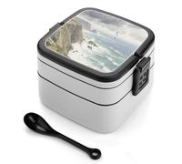 asbwuo Lonchera bento de doble capa Cape of Good Hope para adultos con cuchara y asa. Lonchera apilable de una pieza, hermética, para trabajo, picnics y viajes.