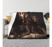 asbwuo Manta de Labrador Retriever marrón para sofá, Suave y Ligera, de Franela Supersuave, cálida y acogedora, de Microfibra, para sofá, Oficina, Viajes, para Todas Las Estaciones, 127 x 101 cm.